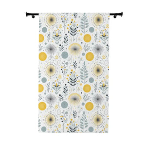 Botanical Yellow Pattern Window Curtain - Vibrant Home Decor - Dipaliz - Blackout / 50’’ × 84’’ - Curtains
