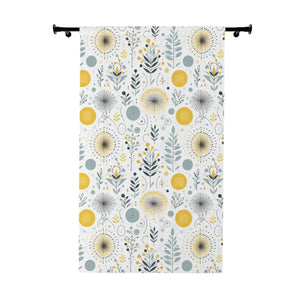 Botanical Yellow Pattern – 100% Polyester - Dipaliz - Curtains