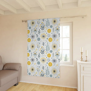 Botanical Yellow Pattern – 100% Polyester - Dipaliz - Curtains