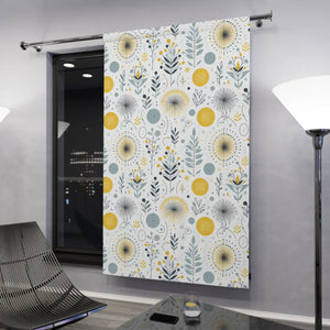 Botanical Yellow Pattern – 100% Polyester - Dipaliz - Curtains