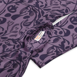 Botanical Print Midi Dress – Rich Plum Long Sleeve - Dipaliz - Dresses - Xs