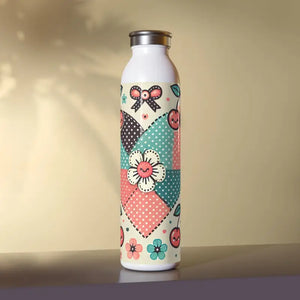 Slim Water Bottle Coquette Bows Cherries Fashion Style Dipaliz - 20oz / White - Bottles