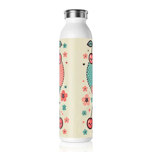 Slim Water Bottle Coquette Bows Cherries Fashion Style Dipaliz - 20oz / White - Bottles