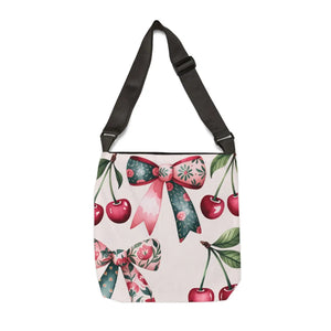 Chic Coquette Style Adjustable Tote - Bows and Cherries - Dipaliz - Bags