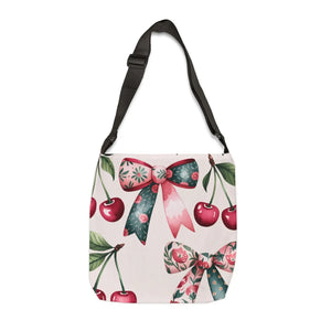 Chic Coquette Style Adjustable Tote - Bows and Cherries - Dipaliz - Bags