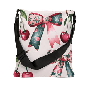 Chic Coquette Style Adjustable Tote - Bows and Cherries - Dipaliz - Bags