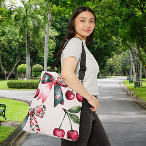 Chic Coquette Style Adjustable Tote - Bows and Cherries - Dipaliz - Bags