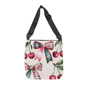 Chic Coquette Style Adjustable Tote - Bows and Cherries - Dipaliz - Bags