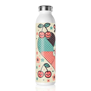 Slim Coquette Bows Water Bottle - Matte Cherries - Dipaliz - Bottles
