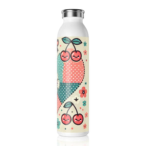 Slim Coquette Bows Water Bottle - Matte Cherries - Dipaliz - Bottles