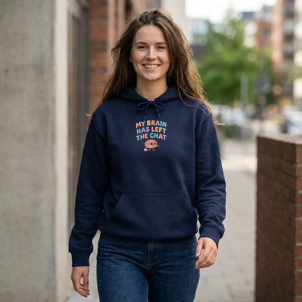 Retro Wavy Text Chat Hoodie - Mental Health Humor - Dipaliz - s / Navy
