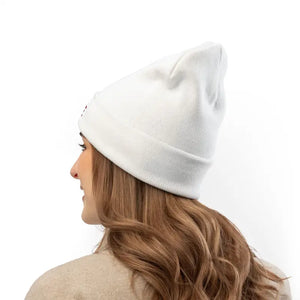 Brave Embroidered Knit Beanie - Cotton Blend Winter Hat - Dipaliz - one Size / White - Hats