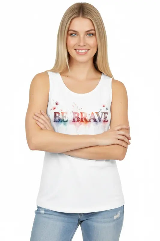 Brave Watercolor Tank Top - Soft Motivational Apparel - Dipaliz