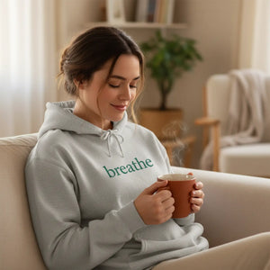 Breathe Hoodie, Minimal Wellness Relaxation Pullover - Hoodies - m