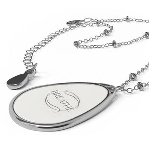 Accessories - Breathe Oval Pendant Necklace - Silver Teardrop Charm - Dipaliz one Size