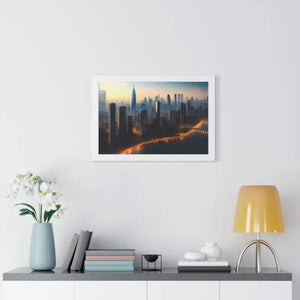 Framed Horizontal Poster - Aerial View City Skyscrapers - Dipaliz - Posters Prints & Visual Artwork