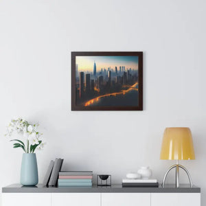 Framed Horizontal Poster - Aerial View City Skyscrapers - Dipaliz - Posters Prints & Visual Artwork