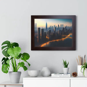 Framed Horizontal Poster - Aerial View City Skyscrapers - Dipaliz - Posters Prints & Visual Artwork