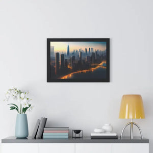 Framed Horizontal Poster - Aerial View City Skyscrapers - Dipaliz - Posters Prints & Visual Artwork