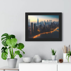 Framed Horizontal Poster - Aerial View City Skyscrapers - Dipaliz - Posters Prints & Visual Artwork