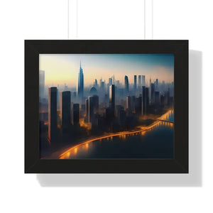 Framed Horizontal Poster - Aerial View City Skyscrapers - Dipaliz - 14″ x 11″ / Black - Posters Prints & Visual Artwork