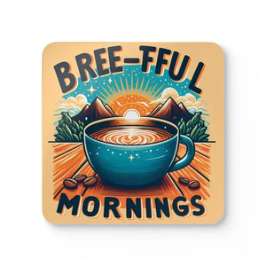 Breeful Mornings Corkwood Coaster Set - Stylish Surface Protection - Cork / 3.75’’ × / Square - Coasters