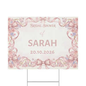 Personalized Bridal Shower Yard Sign – Pink Floral - Dipaliz - Sidewalk & Signs