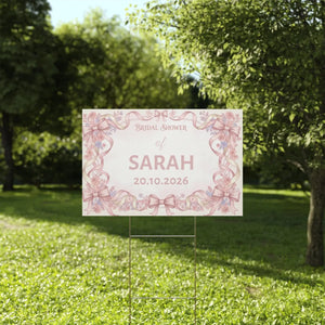 Personalized Bridal Shower Yard Sign – Pink Floral - Dipaliz - Sidewalk & Signs