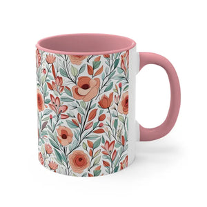 Flowers Accent Coffee Mug - Vibrant Daily Brew Essential - Dipaliz - Mugs