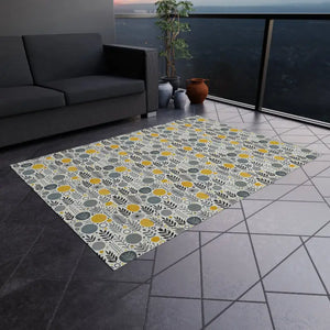 Floral Grey Outdoor Rug - Bright Patio Decor - Dipaliz - 60’’ × 84’’ - Rugs