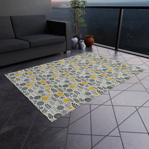 Floral Grey Outdoor Rug – Soft Polyester Chenille - Dipaliz - Rugs