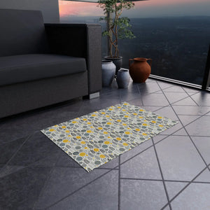 Floral Grey Outdoor Rug – Soft Polyester Chenille - Dipaliz - Rugs