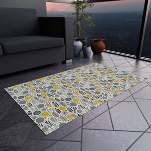 Floral Grey Outdoor Rug – Soft Polyester Chenille - Dipaliz - Rugs
