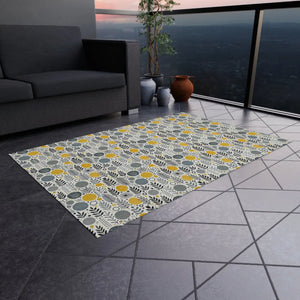 Floral Grey Outdoor Rug – Soft Polyester Chenille - Dipaliz - Rugs