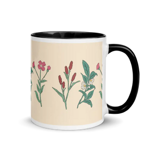 Floral Pink Ceramic Mug - Vibrant Energy Boost - Dipaliz - Black - Mugs