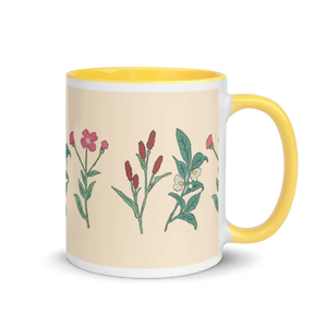 Floral Pink Ceramic Mug - Vibrant Energy Boost - Dipaliz - Yellow - Mugs