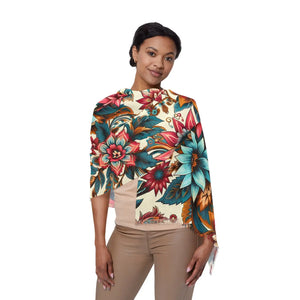Vibrant Jacobean Floral Fringe Scarf Light - Scarves & Shawls