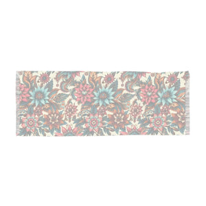 Vibrant Jacobean Floral Fringe Scarf Light - Scarves & Shawls