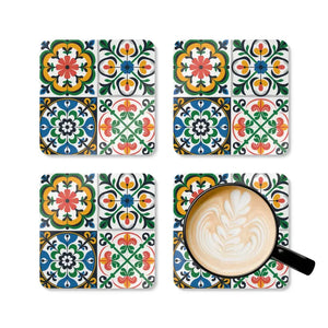 Geometric Corkwood Coaster Set - Modern Style Protection - Dipaliz - Cork / 3.75’’ × / Square - Coasters