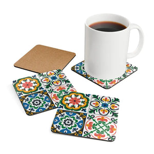 Geometric Corkwood Coaster Set - Modern Style Protection - Dipaliz - Cork / 3.75’’ × / Square - Coasters