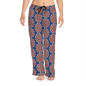 Bright Geometrical Pattern on Blue Women’s Pajama Pants (aop) - Pajamas