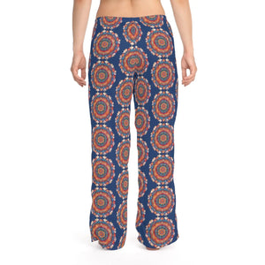 Bright Geometrical Pattern on Blue Women’s Pajama Pants (aop) - Pajamas