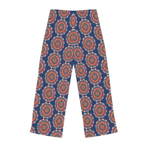 Bright Geometrical Pattern on Blue Women’s Pajama Pants (aop) - Pajamas