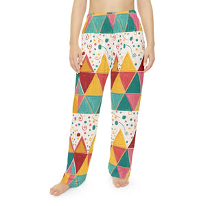 Bright Geometrical Triangle Pattern Women’s Pajama Pants (aop) - Pajamas