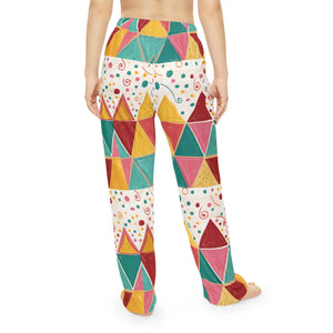 Bright Geometrical Triangle Pattern Women’s Pajama Pants (aop) - Pajamas
