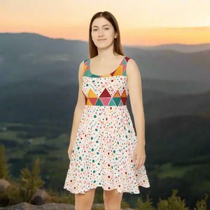 Dresses - Skater Dress Geometrical Triangles Pattern Bold Abstract - Dipaliz