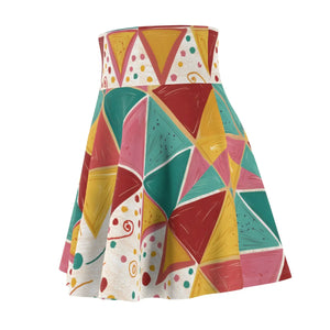 Vibrant Geometrical Triangles Skater Skirt - Dipaliz - Skirts - l
