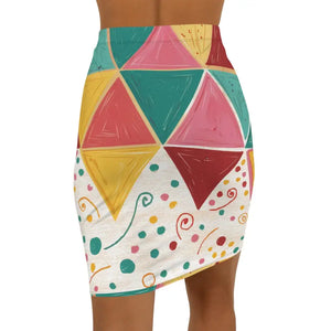 Triangular Mini Skirt Four-way Stretch Bold Geometric Pattern - Dipaliz - Skirts