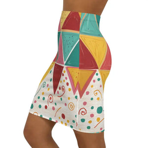 Triangular Mini Skirt Four-way Stretch Bold Geometric Pattern - Dipaliz - Skirts