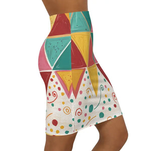 Triangular Mini Skirt Four-way Stretch Bold Geometric Pattern - Dipaliz - Skirts